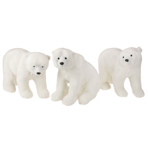 Dekorative isbjørnefigurer stående og siddende hvide 16/20 cm 3 stk.