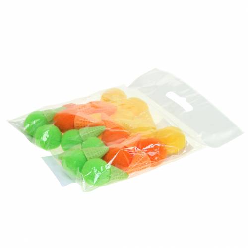Artikel Is i vaffel kunstgrøn, gul, orange assorteret 3,5 cm 18 stk.