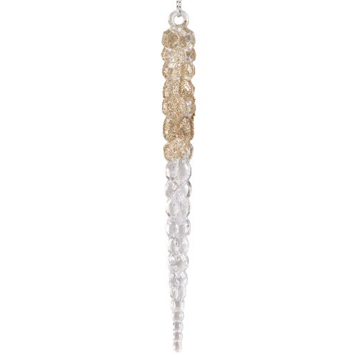 Dekorative istapper til ophængning af champagneglimmer 14,5cm 4stk