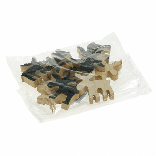 Artikel Julepynt elgtræ sort glitter 5×5,5cm 12 stk