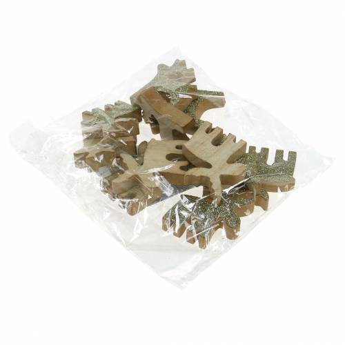 Floristik24 Scatter dekoration Juleelg træ gylden, glitter 5×5,5cm 12 stk