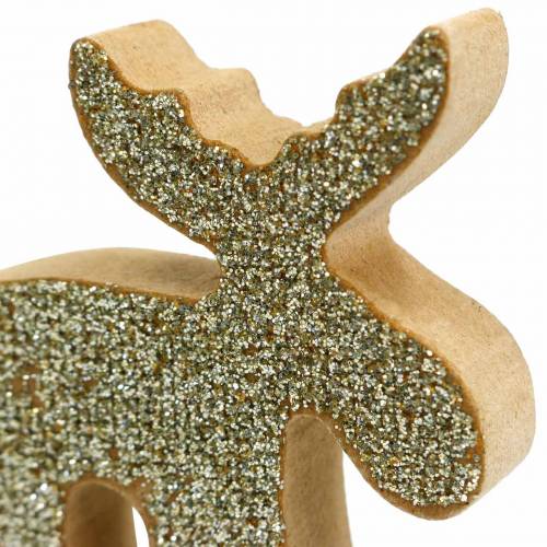 Floristik24 Scatter dekoration Juleelg træ gylden, glitter 5×5,5cm 12 stk