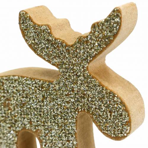 Artikel Spredt julelgtræ gyldent, glitter 5 × 5,5 cm 12stk