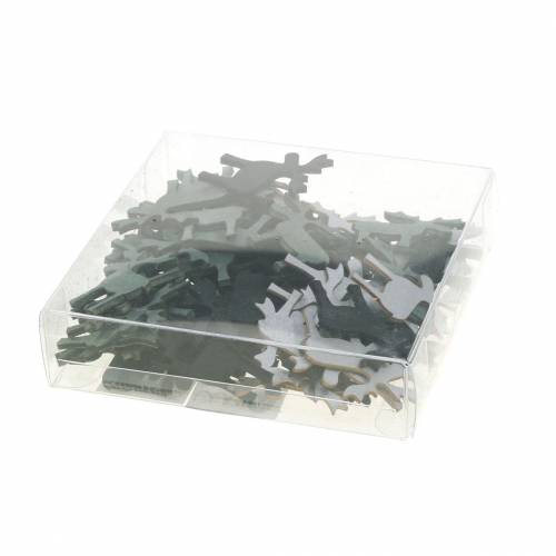 Artikel Scatter dekoration rensdyr sort, sølv, mørkegrå assorteret 4cm 72 stk