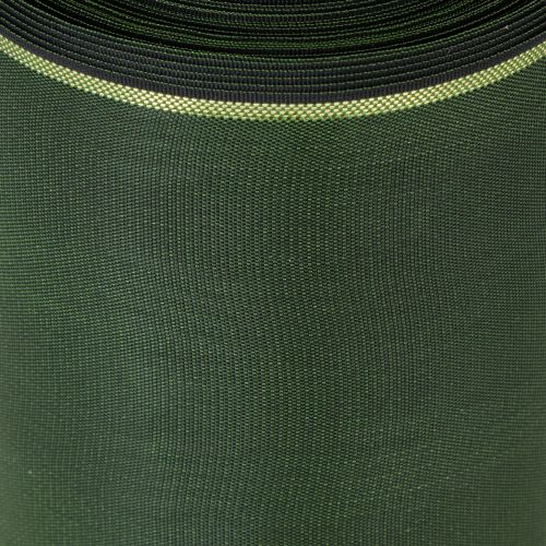 Artikel Elegant moirégrønt kransbånd med guldkant, 100 mm x 25 m, til begravelsesblomster og dekoration