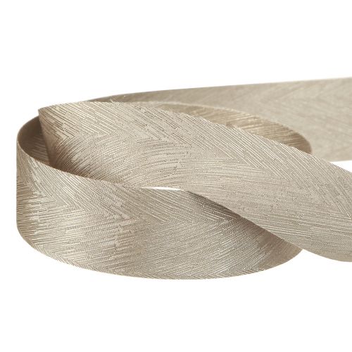 Artikel Elegant silkebånd med fjerprint i sølv - perfekt til festlige dekorationer bredde 25mm længde 15m