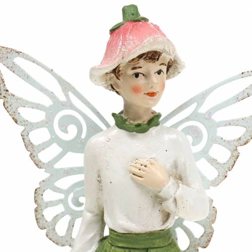 Floristik24 Deco figur alf elf par hvid, lyserød, grøn H20cm 2stk