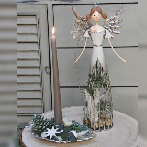 Floristik24 Englefigur metal, lanterne jule H31,5cm