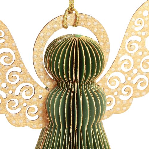 Floristik24 Angel honeycomb papir dekoration julegrøn guld 12cm 4 stk