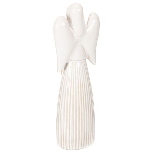 Englefigur med hjertedekoration i cremehvid, 23 cm | Floristik24.dk