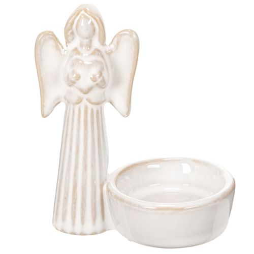Engleskåldekoration med lille figur og rund fyrfadsstage 10 cm 3 stk.
