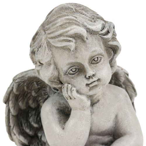 Artikel Dekorativ engel i grå siddende 13,5 cm 2stk