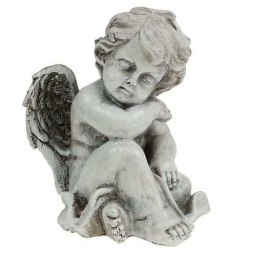 Artikel Mindefigur sovende engel grå 16cm 2 stk