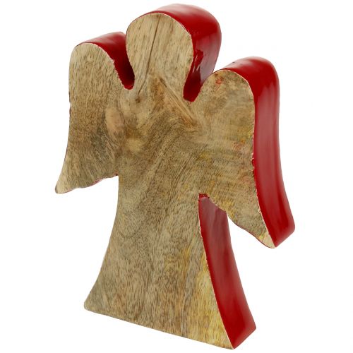 Artikel Engle dekoration figur træ rød, natur 15cm