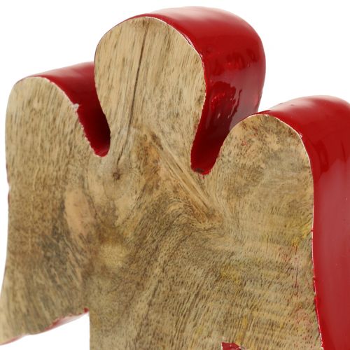 Artikel Engle dekoration figur træ rød, natur 15cm