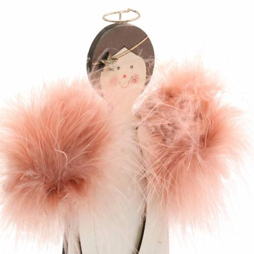 Floristik24 Engel med fjervinger pink 28cm træ