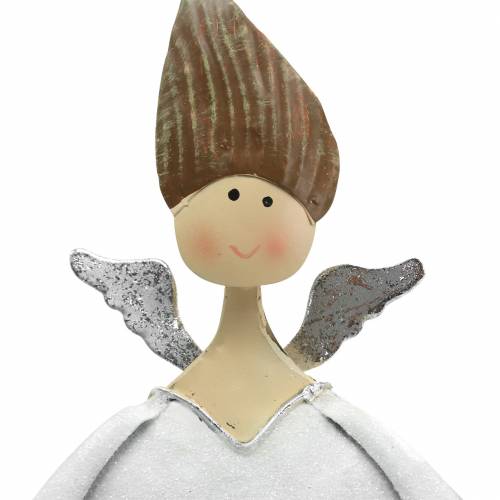 Floristik24 Dekorativ engle trio metal hvid, glitter Ø10 / 11,5 / 7cm H28,5 / 18 / 21cm 3 stk.