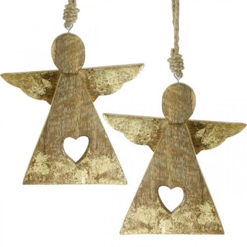 Floristik24 Deco engel mango træ deco figur til at hænge 13 × H13,5cm 2stk