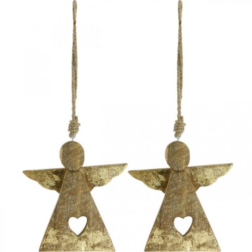 Floristik24 Deco engel mango træ deco figur til at hænge 13 × H13,5cm 2stk