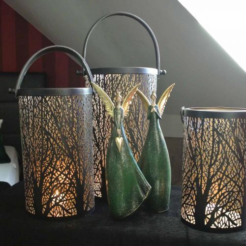 Floristik24 Deco figur engel grøn juleengel med gyldent hjerte H41cm