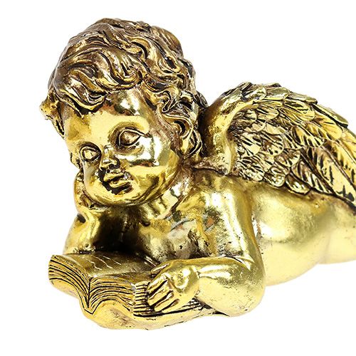 Engel med bog liggende guld 11-13cm 4stk