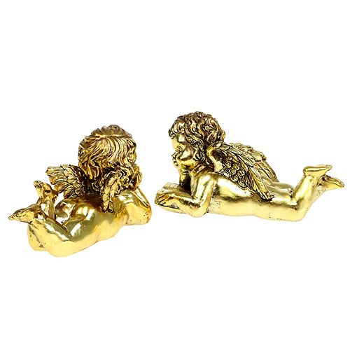Floristik24 Engel med bog liggende guld 11-13cm 4 stk