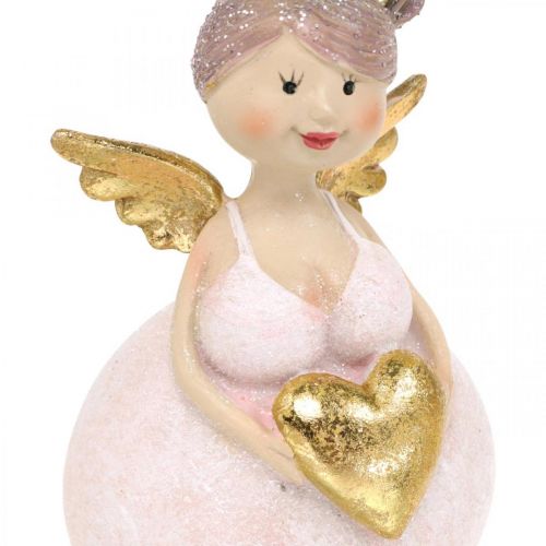 Floristik24 Lyserød engel med hjertepyntfigur Julepynt 7 × 6 × 14cm 2stk