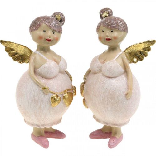 Floristik24 Lyserød engel med hjertedekorationsfigur jul 9 × 8 × 19,5 cm 2stk