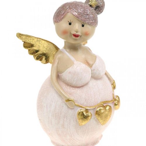 Floristik24 Lyserød engel med hjertedekorationsfigur jul 9 × 8 × 19,5 cm 2stk