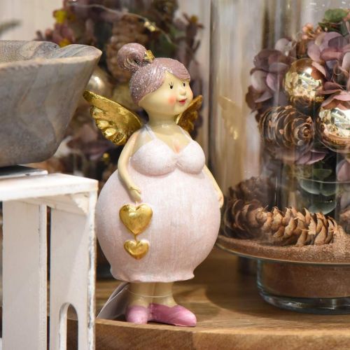 Floristik24 Lyserød engel med hjertedekorationsfigur jul 9 × 8 × 19,5 cm 2stk