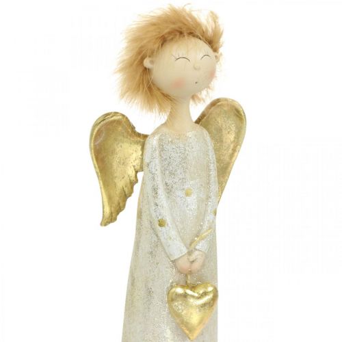 Floristik24 Dekorativ figurengel med hjerte guld juleengel 11,5 × 7,5 × 37cm
