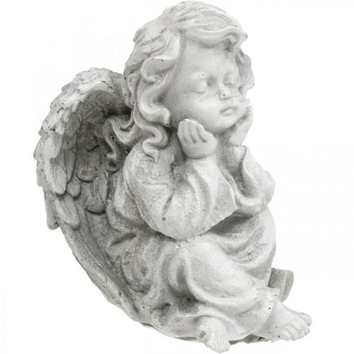 Floristik24 Englefigur lille gravdekoration havefigur grå H9cm 3 stk