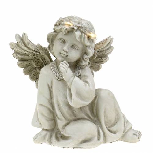 Floristik24 Dekorativt englesæde med LED-lys 14cm x 8,5cm