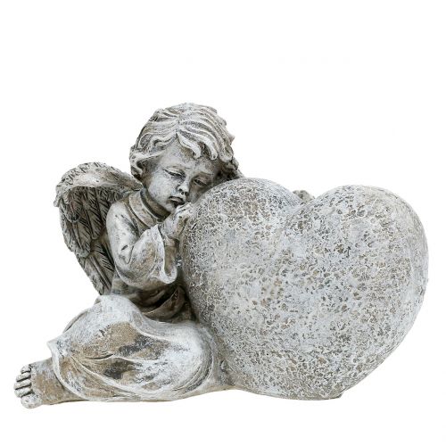 Floristik24 Engel med hjertegrå 11,5cm × 9cm × 6,5 cm 2stk