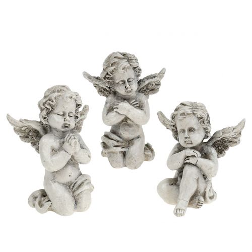 Floristik24 Englefigurer grå 9cm 3 stk