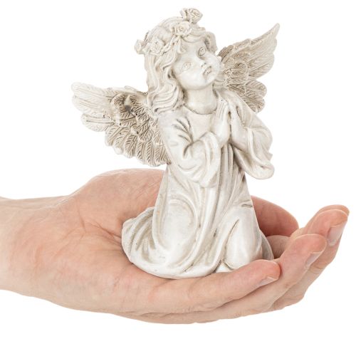 Englefigur bedende, gravdekoration, siddende, 13 cm, 2 stk. | Floristik24.dk
