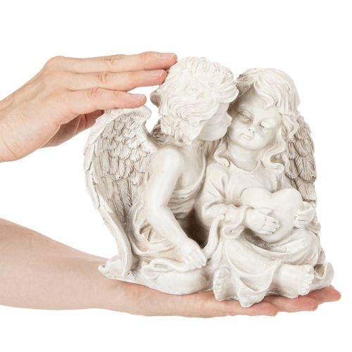 Engledekoration Børne Engelpar med Hjerte Skulptur 24cm | Floristik24.dk