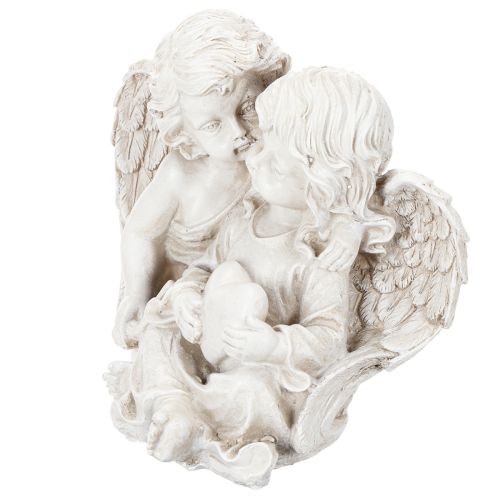 Engledekoration Børne Engelpar med Hjerte Skulptur 24cm | Floristik24.dk