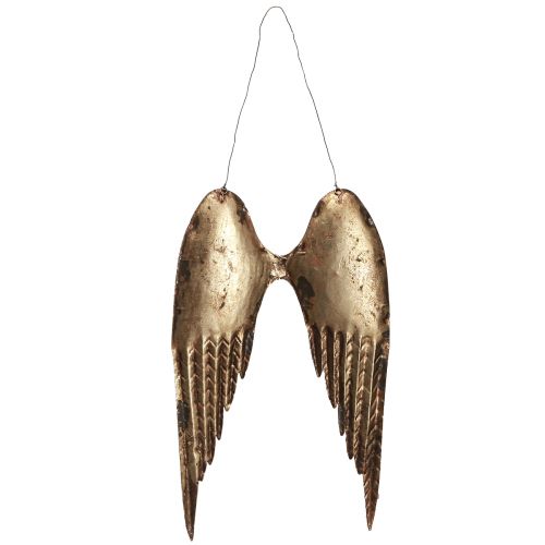 Artikel Englevinger til ophængning af metal antik look guld 24×37cm