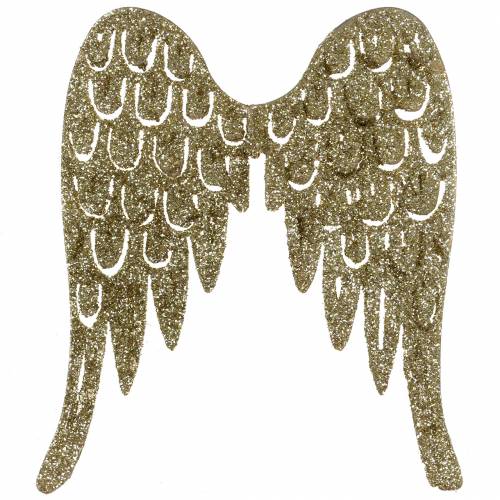 Floristik24 Lysestage englevinger glitter guld 11cm x 9cm 6stk