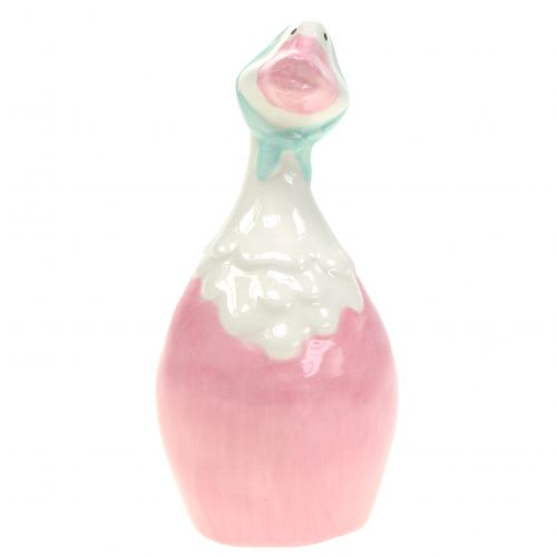 Floristik24 Keramisk påskegås pink, hvid H 11,5cm 4stk