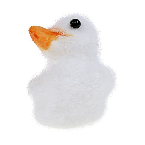 Floristik24 Duck mini flokket 4 cm hvid 12stk