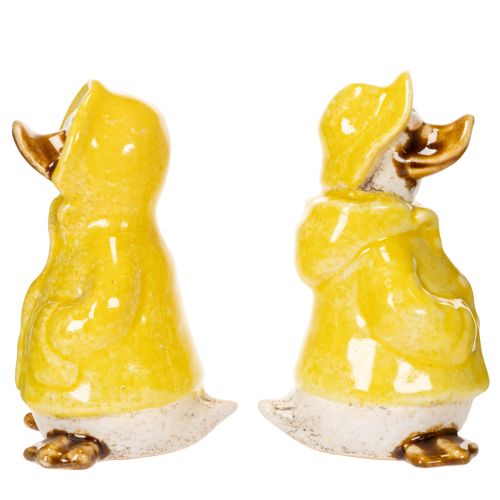 Artikel Andefigurer, regnfrakke keramikfigurer til sjov balkon- og havedekoration, 11 cm, 4 stk.