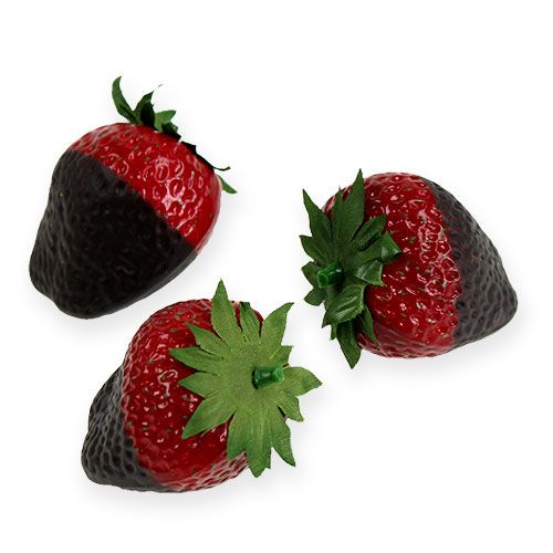 Floristik24 Dekorative jordbær med chokolade 4,5 cm 5stk