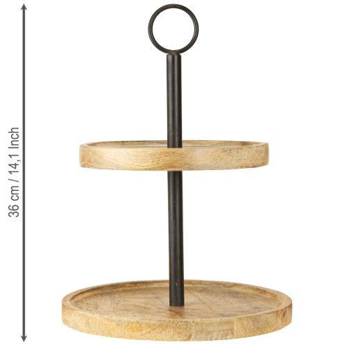 Artikel Etagere 2-lags Træ Metal Rund Natursort H36cm