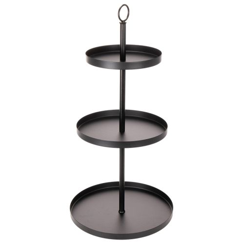 Tre-lags rundt serveringsfad i metal til borddekoration i flere niveauer, 61 cm