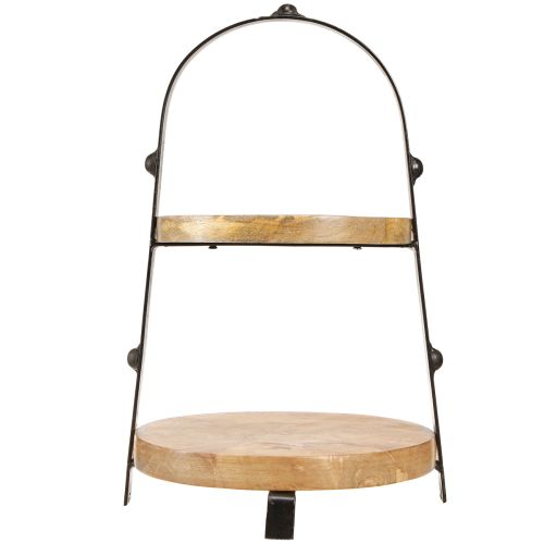 Artikel Kageholder træmetal natursort 2-lags Ø25,5cm H38cm