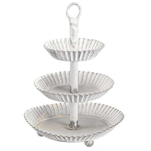 Floristik24 Metal 3-lags bakke Hvid H23cm