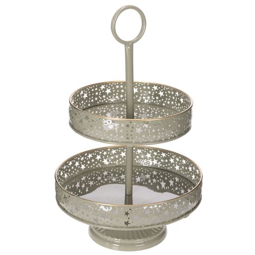 Dekorativ serveringsbakke i to lag med hank, stjernemotiv, 49 cm