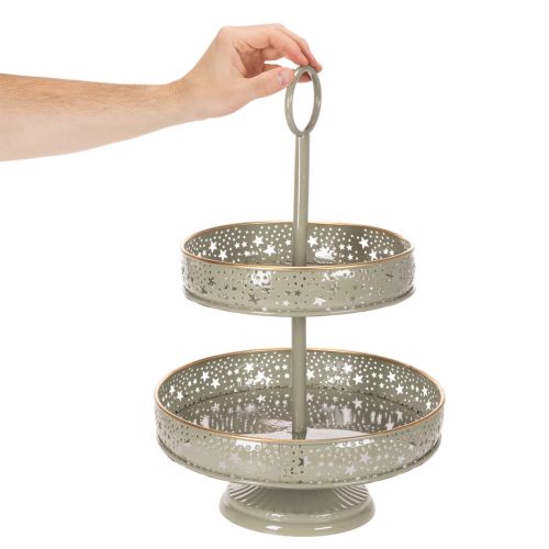 Dekorativ serveringsbakke i to lag med hank, stjernemotiv, 49 cm | Floristik24.dk